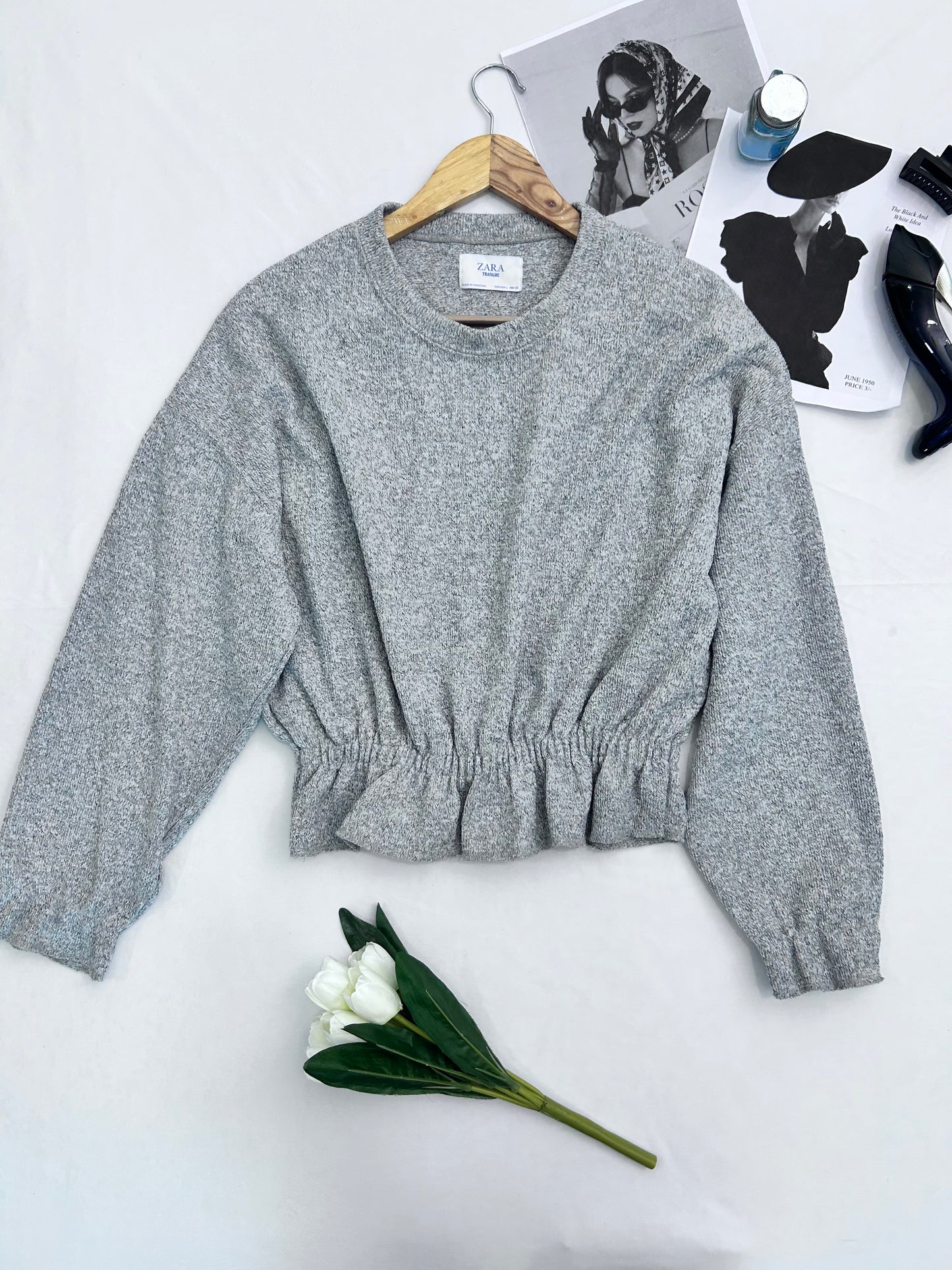 Pretty GREY PEPLUM pullover