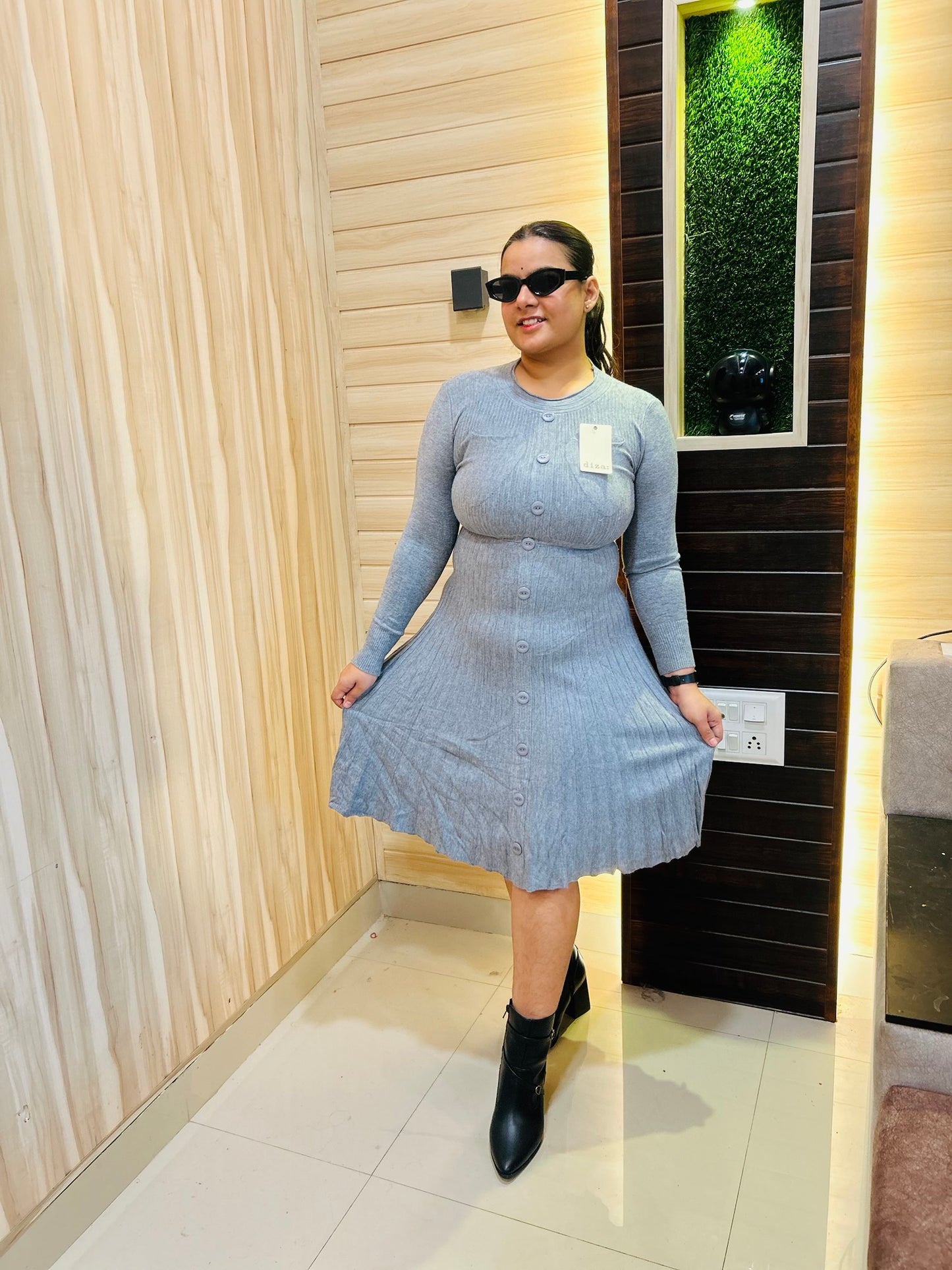 Grey Cute Dress for Women | Boho Freesize Surplus Dress - Versatile