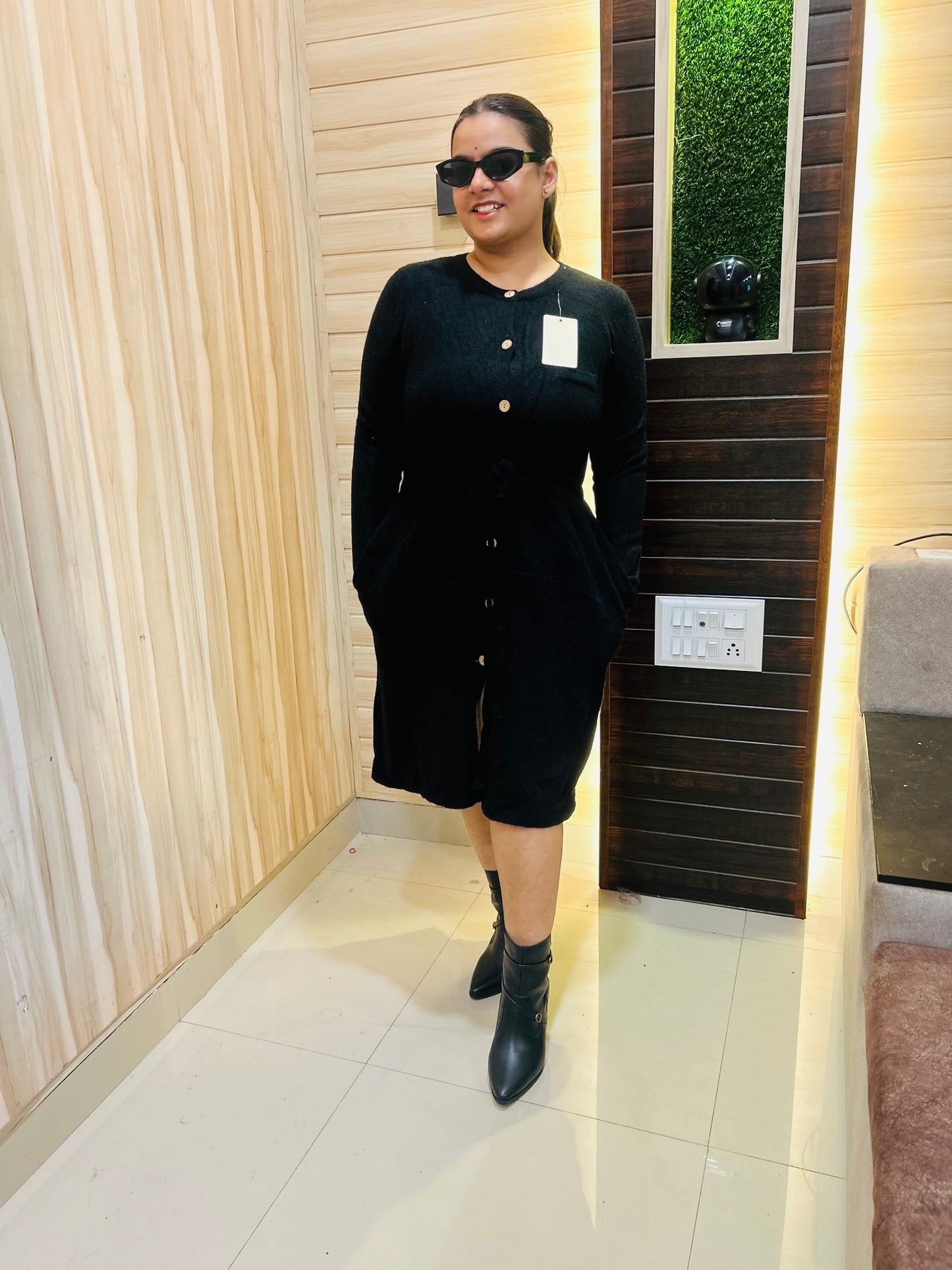 Black Button Cute Dress for Women | Boho Freesize Dress