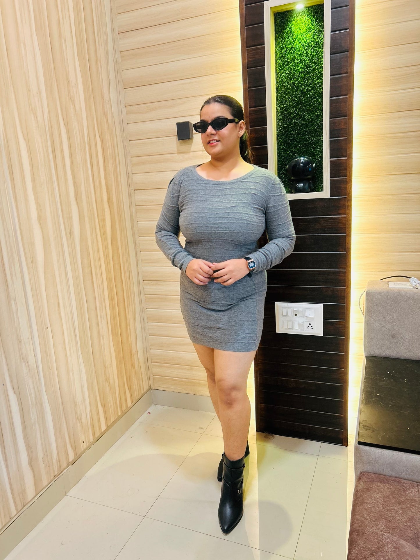 Grey Cute Dress for Women | Boho Freesize Surplus Dress