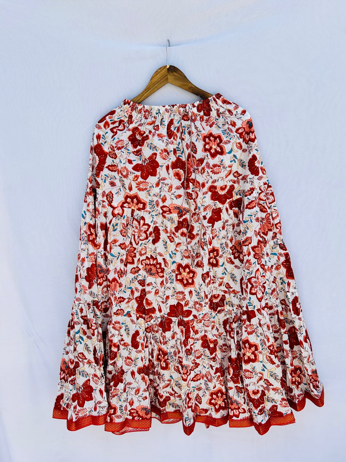 Rust floral printed skirt