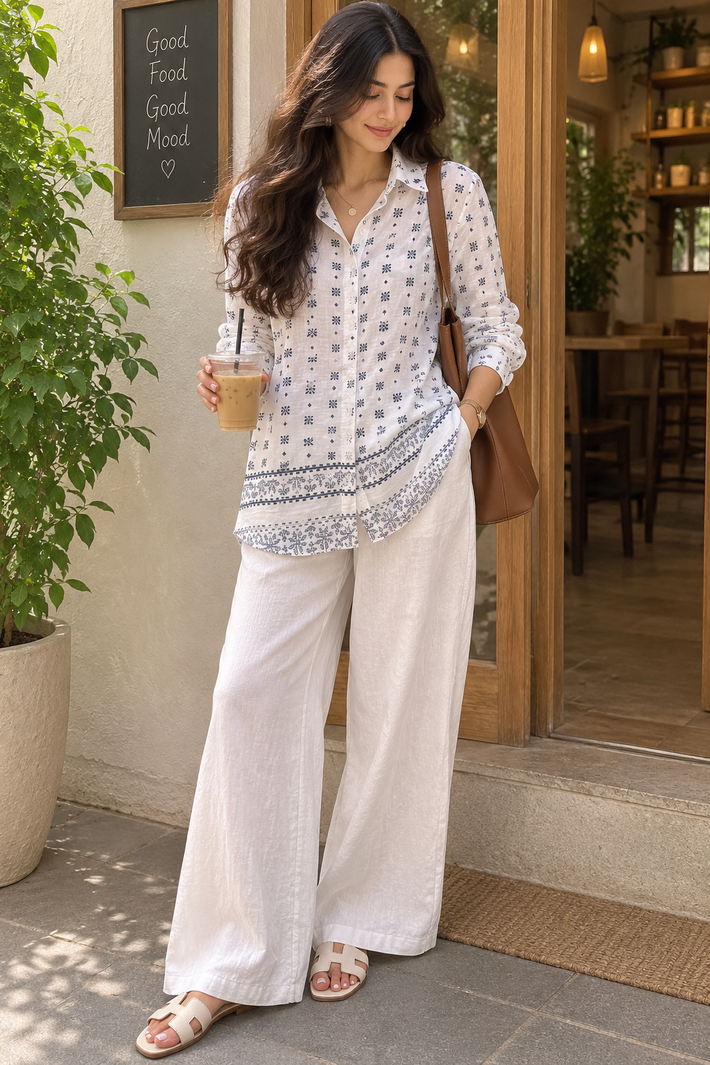 White embroidered
