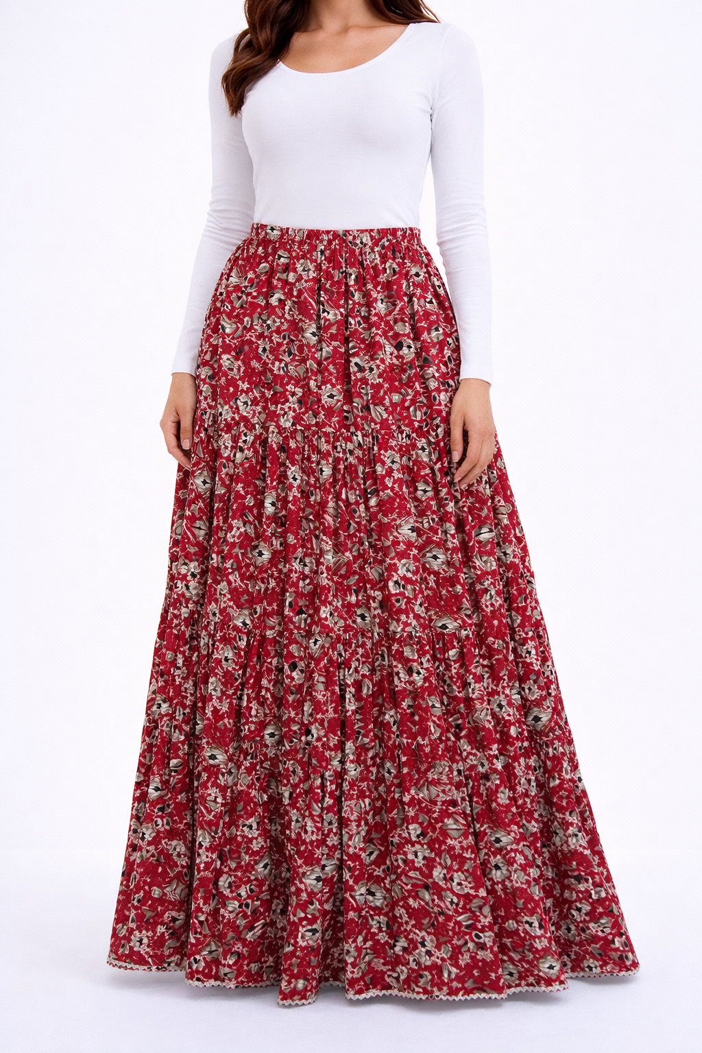 Red abstract printed  skirt