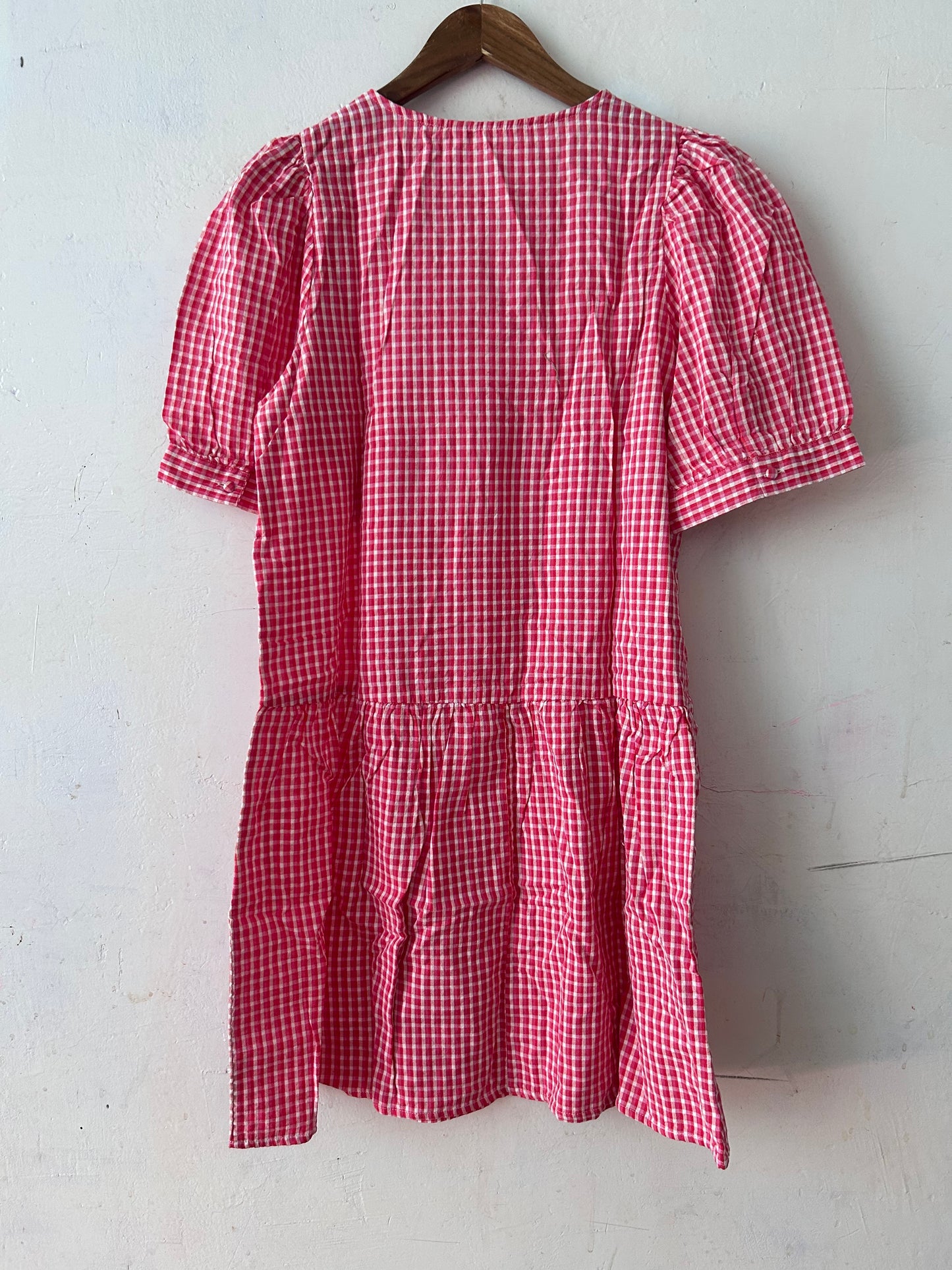 Pink gingham printed Dres