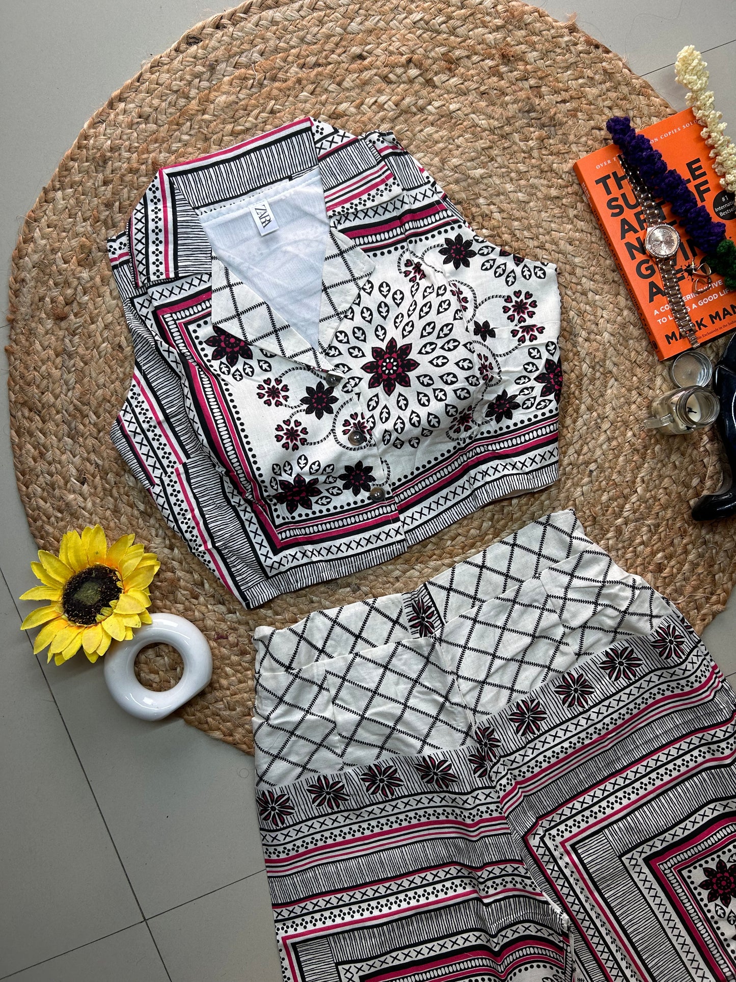 Pattern cute Printed Co-ord Set for Women | Cotton Linen Boho Coord