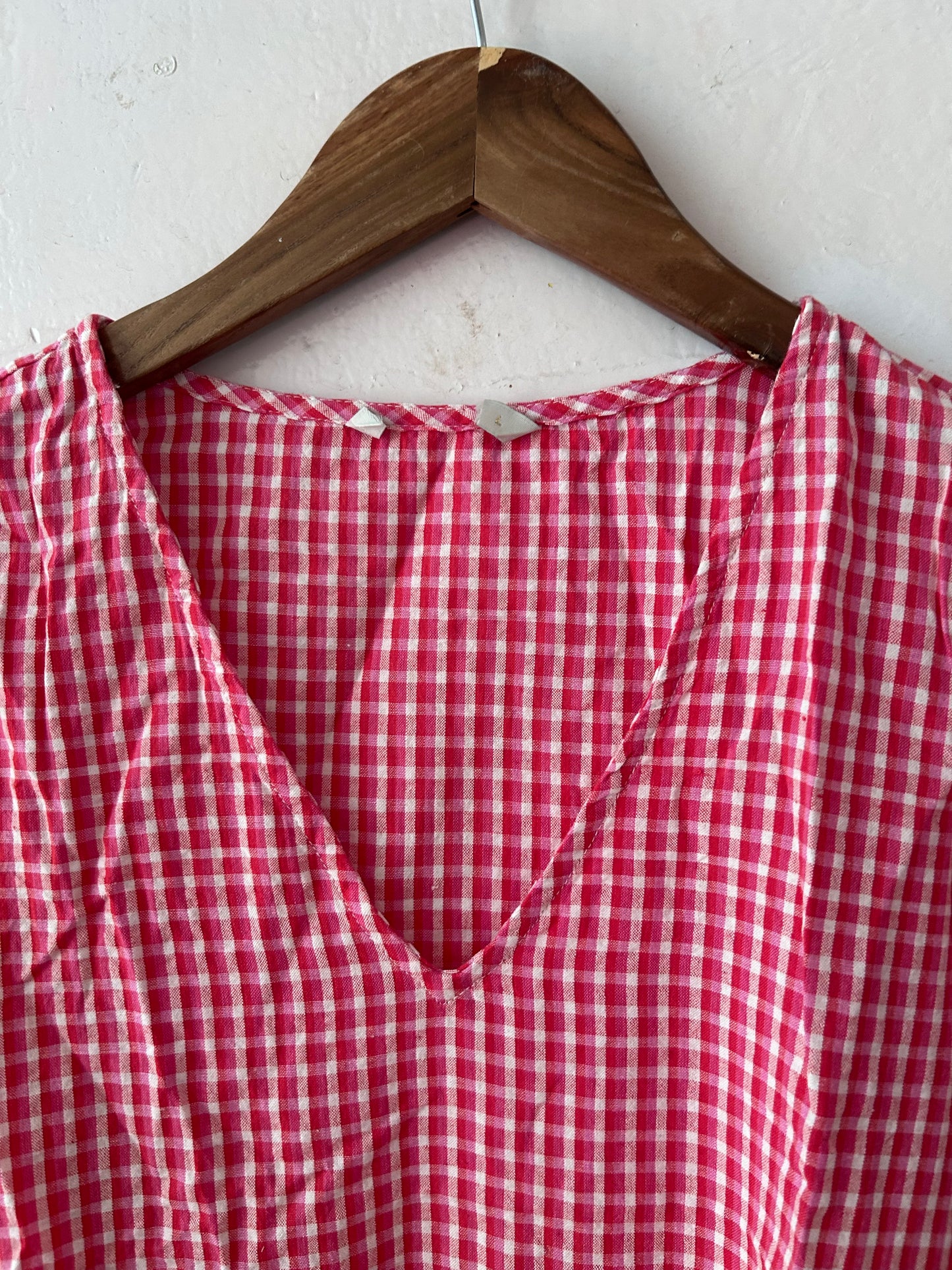 Pink gingham printed Dres