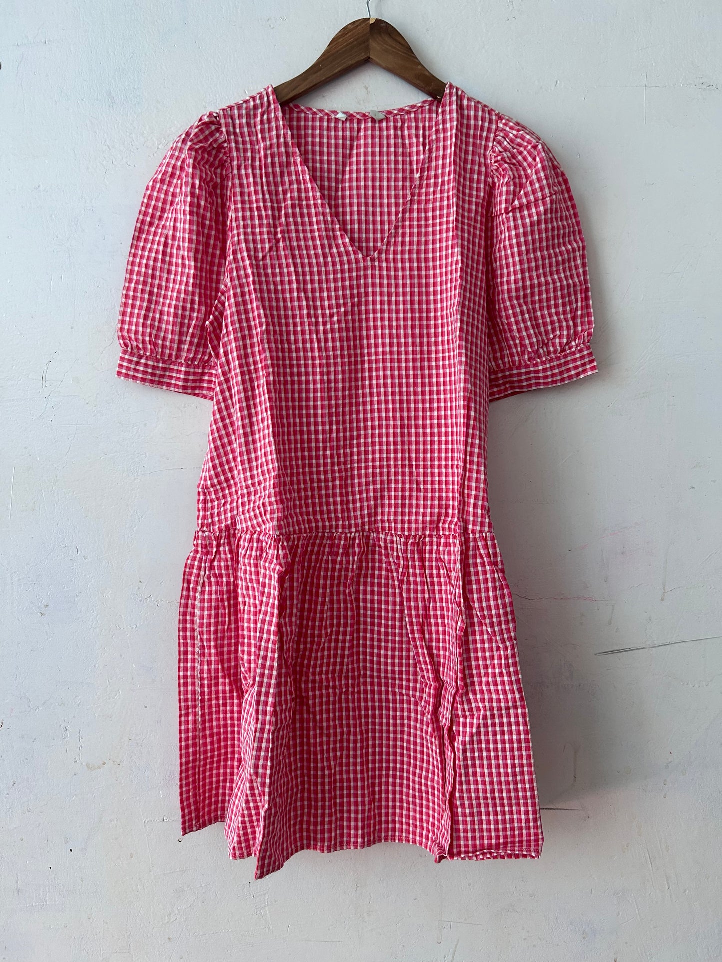 Pink gingham printed Dres