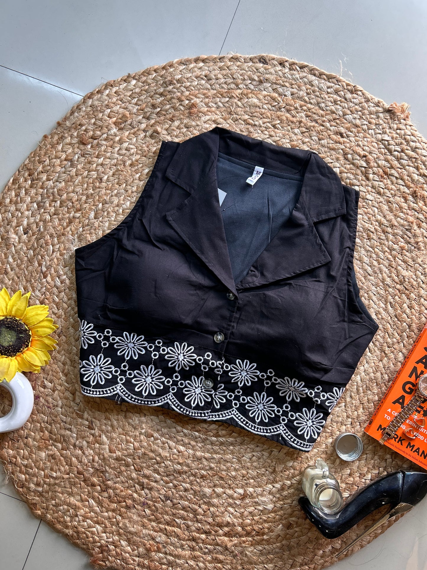 Black  embroidery top