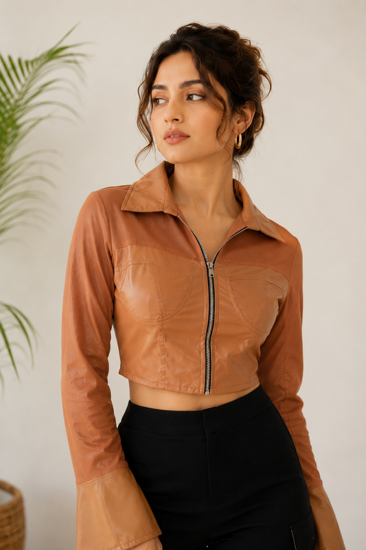 Corset mesh top - Brown