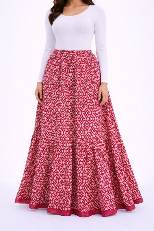 Pink abstract printed skirt