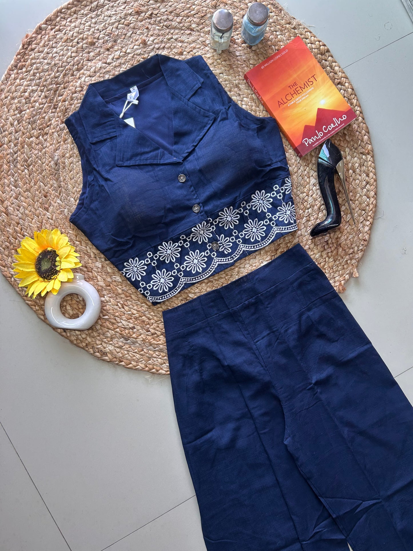 Blue   embroidered co-ord set