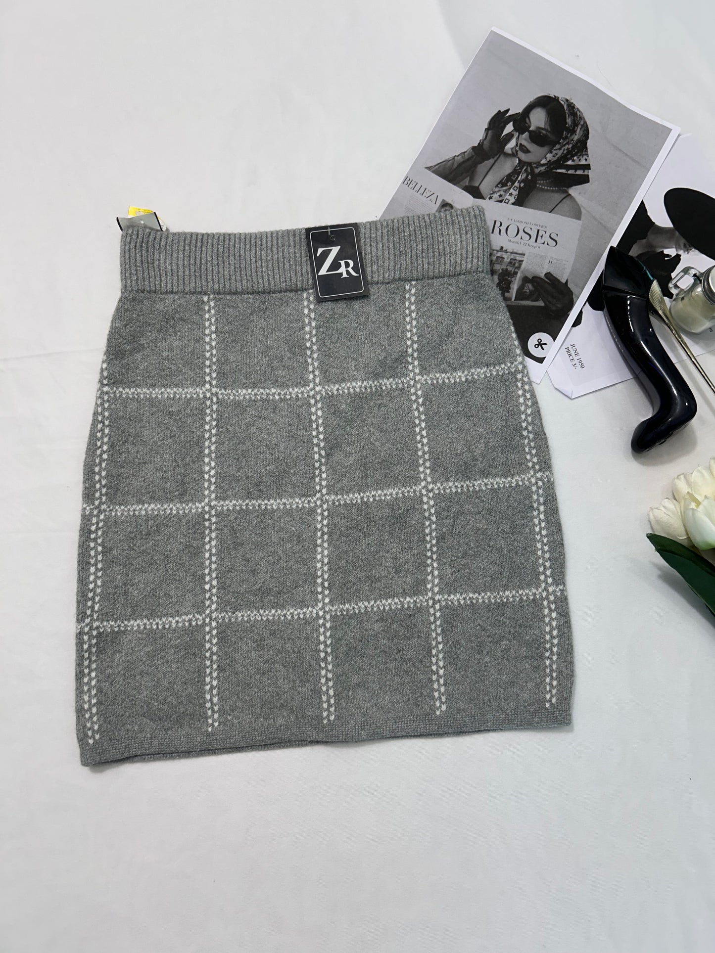 Grey  checked  skirt
