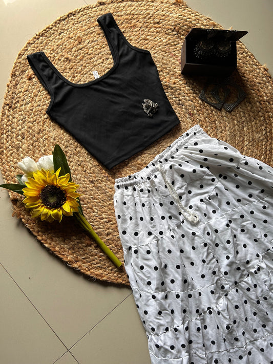 Polka printed skirt