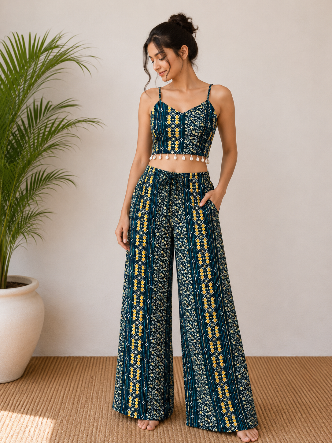 Rama green  cute printed  co-ord set