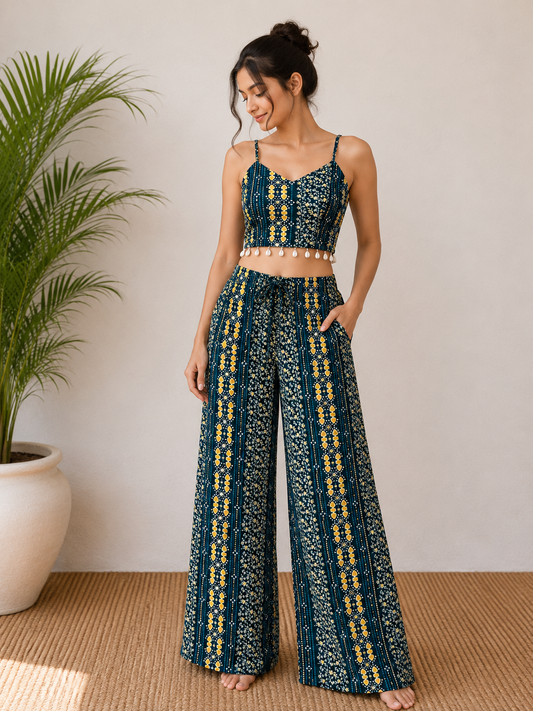 Rama green  cute printed  co-ord set