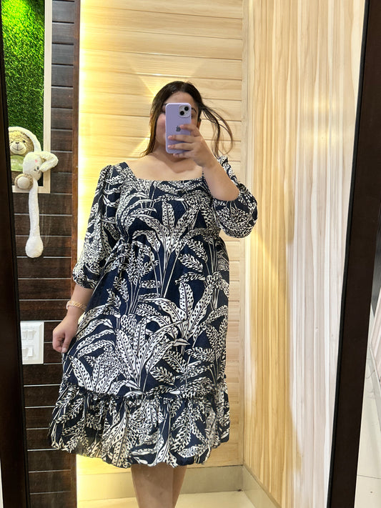 Navy blue tropical printed