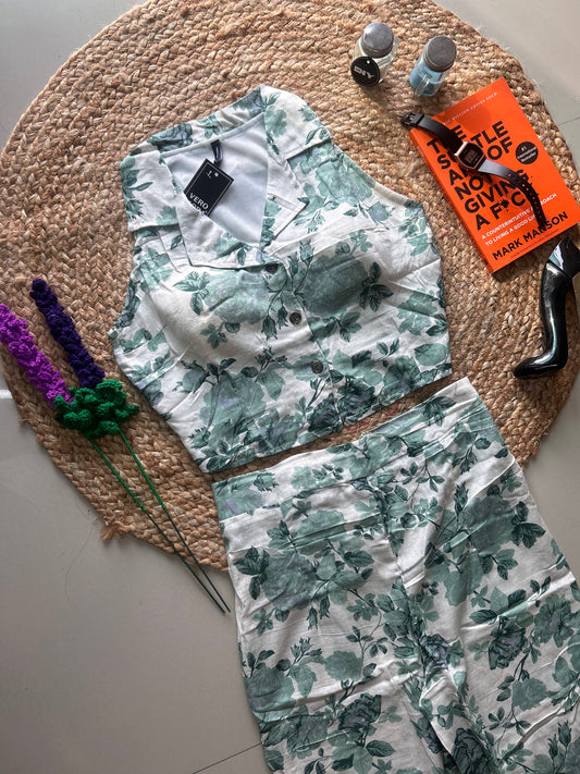 Pretty Floral Printed Co-ord Set for Women | Cotton Linen Boho Coord