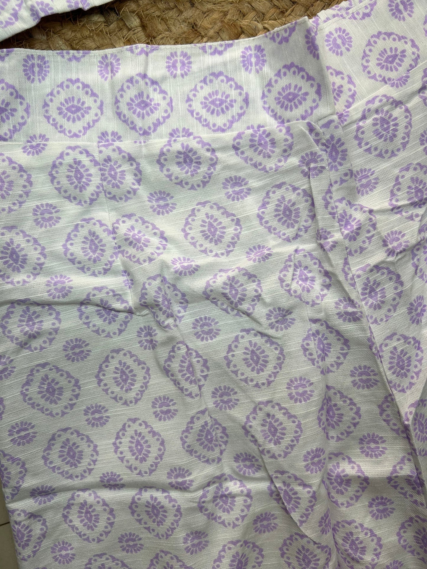 Lavender cute Printed Co-ord Set for Women | Cotton Linen Boho Coord