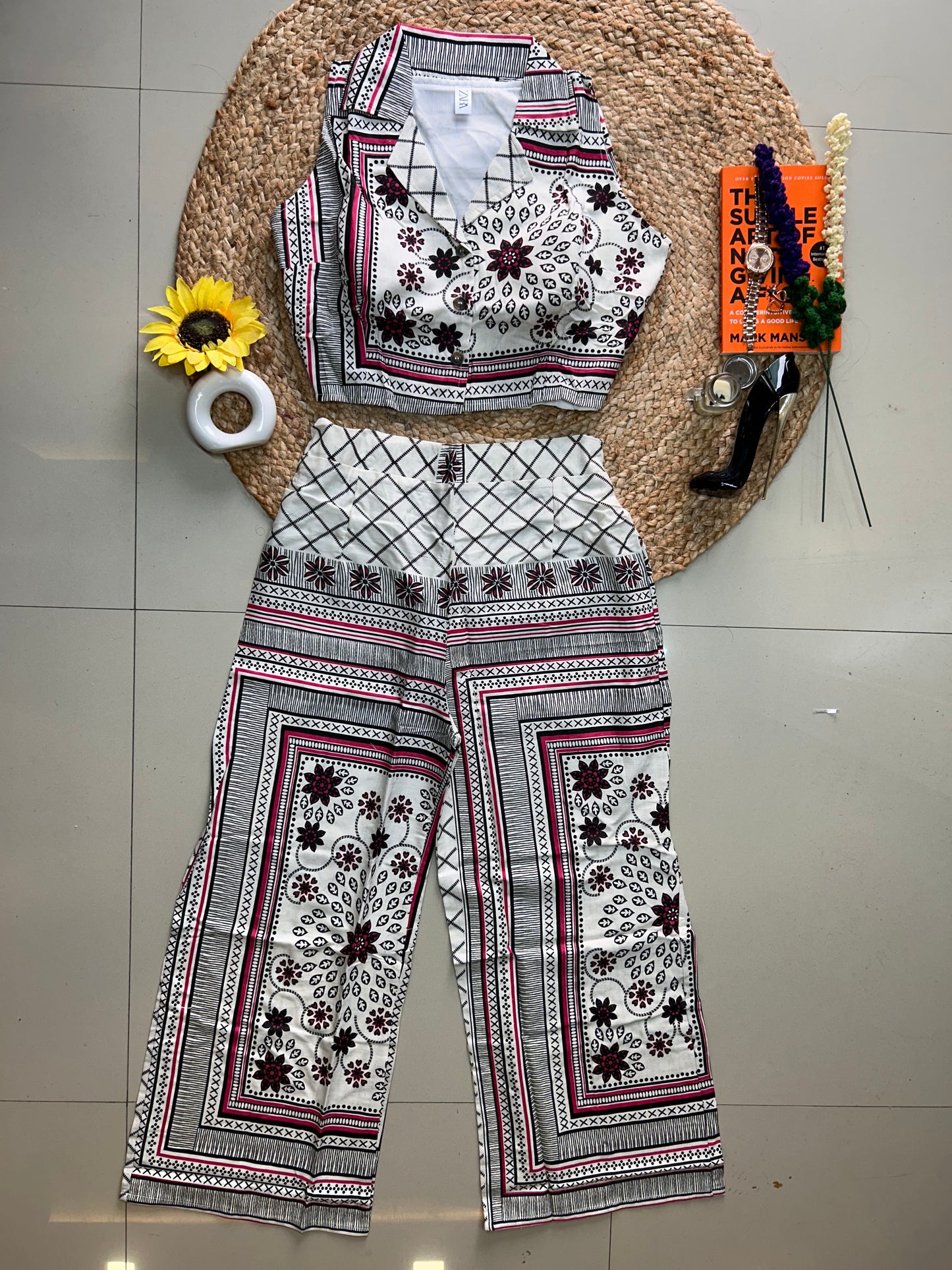 Pattern cute Printed Co-ord Set for Women | Cotton Linen Boho Coord