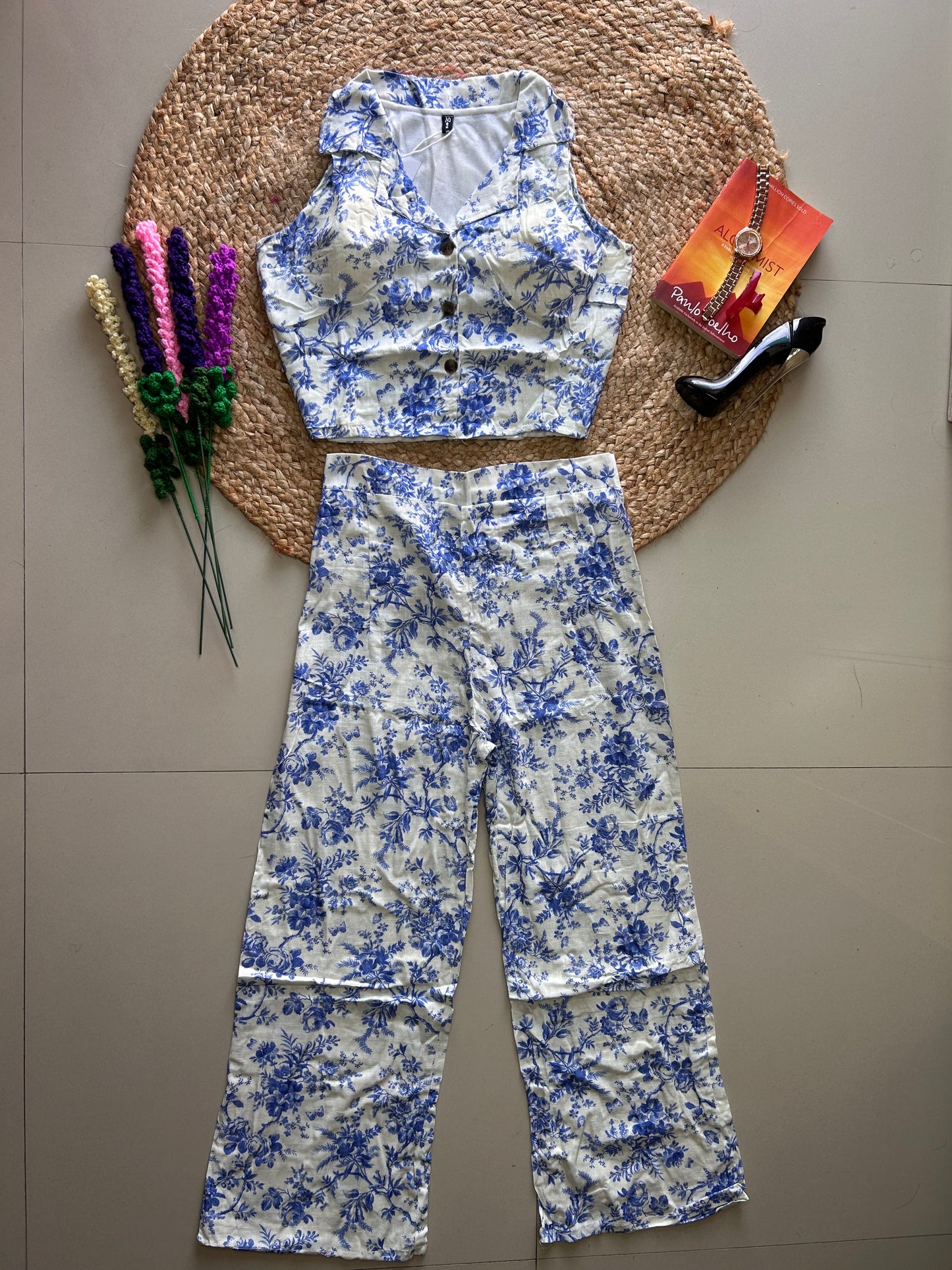 Blue  floral  printed Co ord set