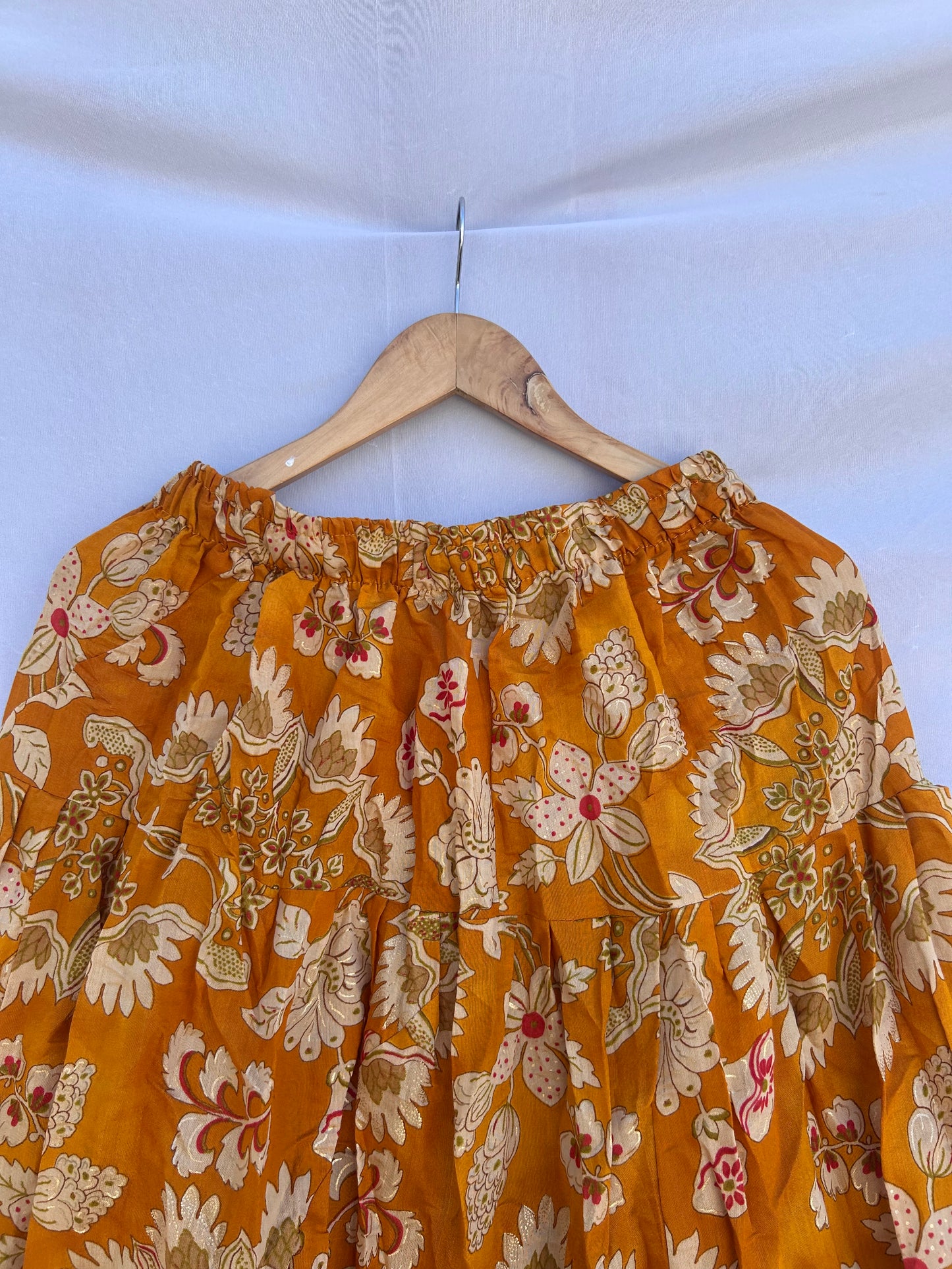 Yellow floral printed skirt