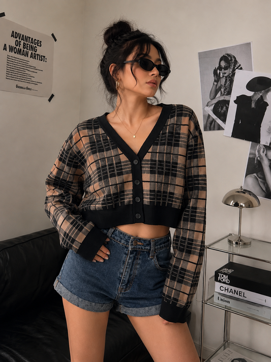 Black brown checked
