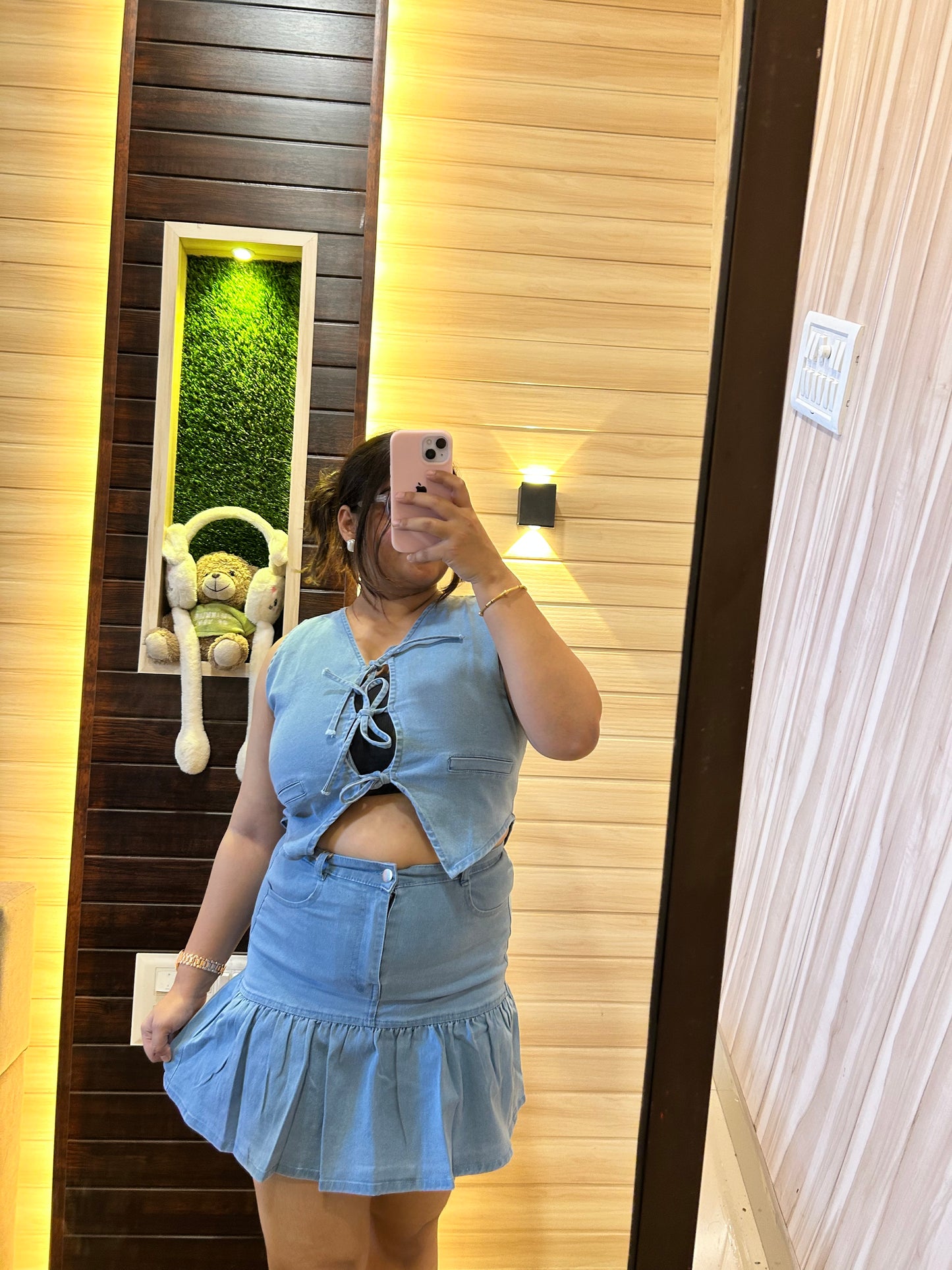 Denim Short Skirt co -ord