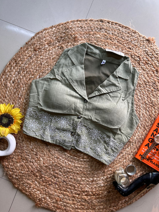 Pastel green  embroidery top
