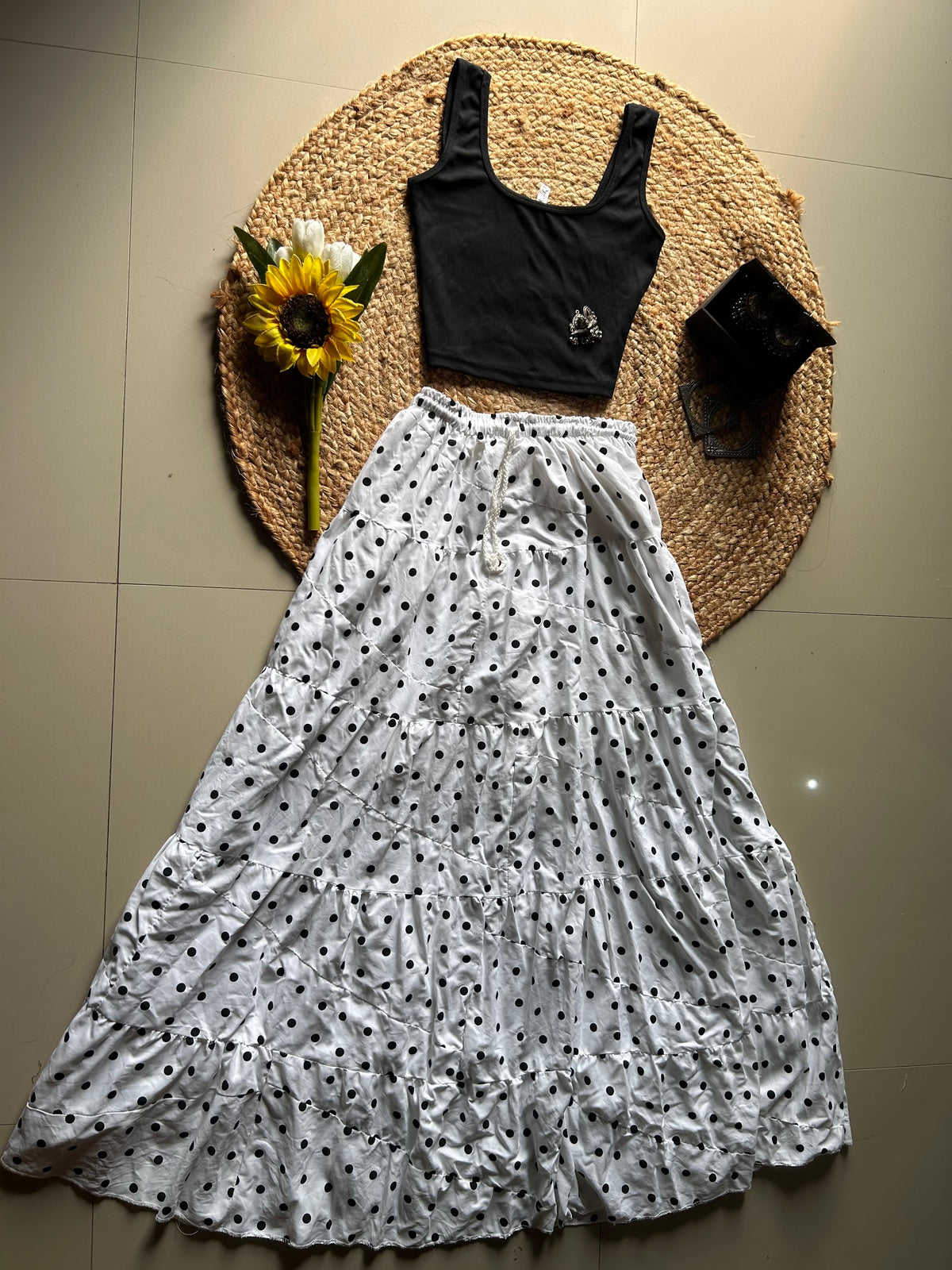 Polka printed skirt