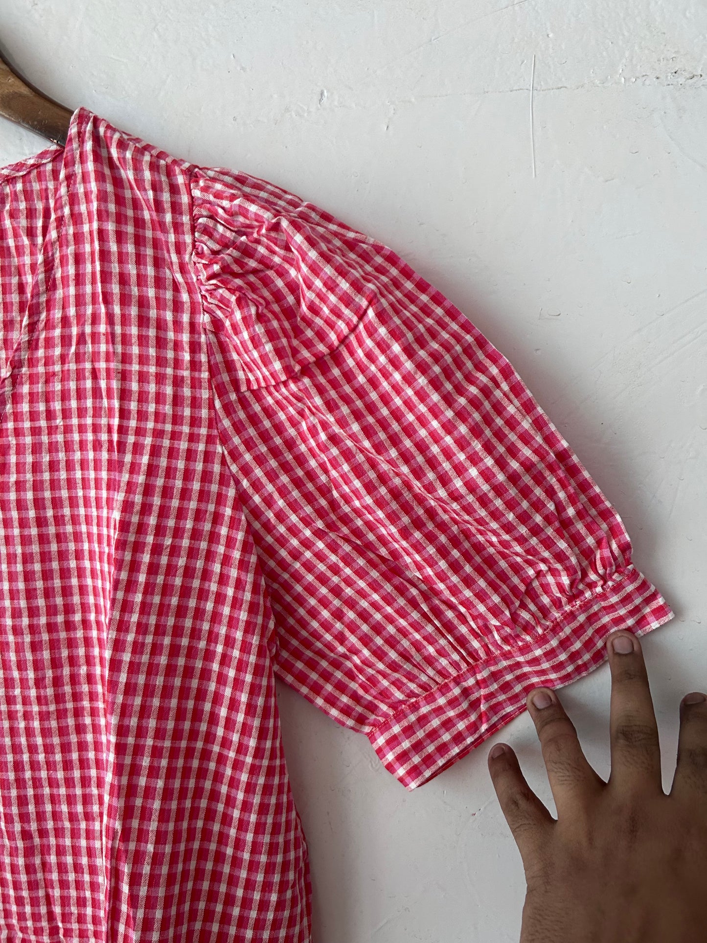 Pink gingham printed Dres