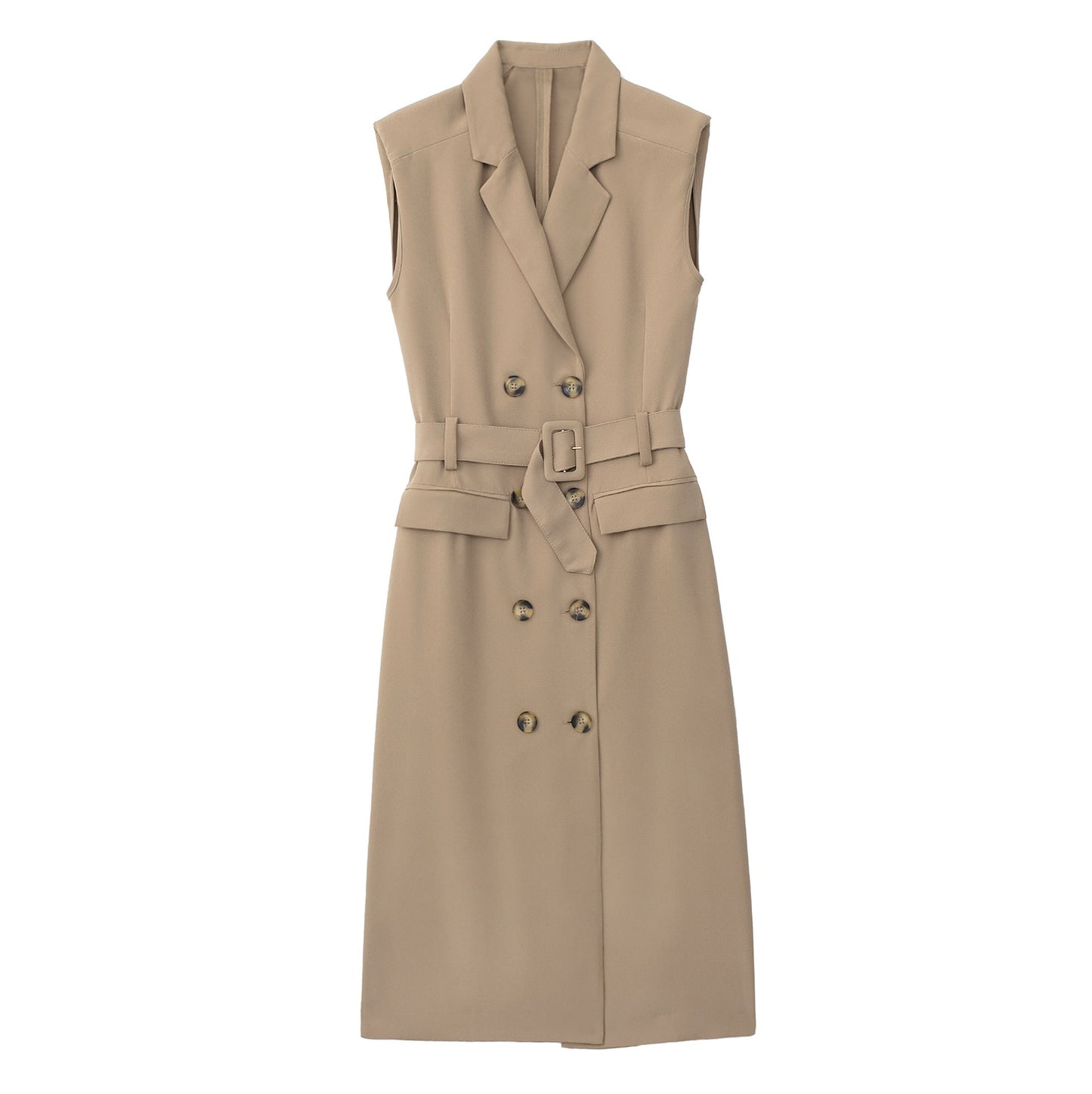 European and American style belted trench coat style double breasted dress
