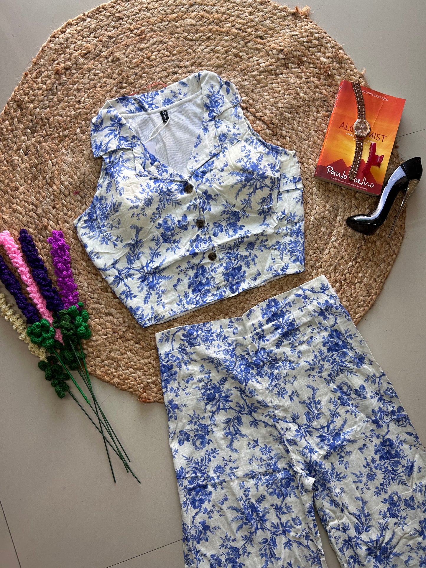 Blue  floral  printed Co ord set