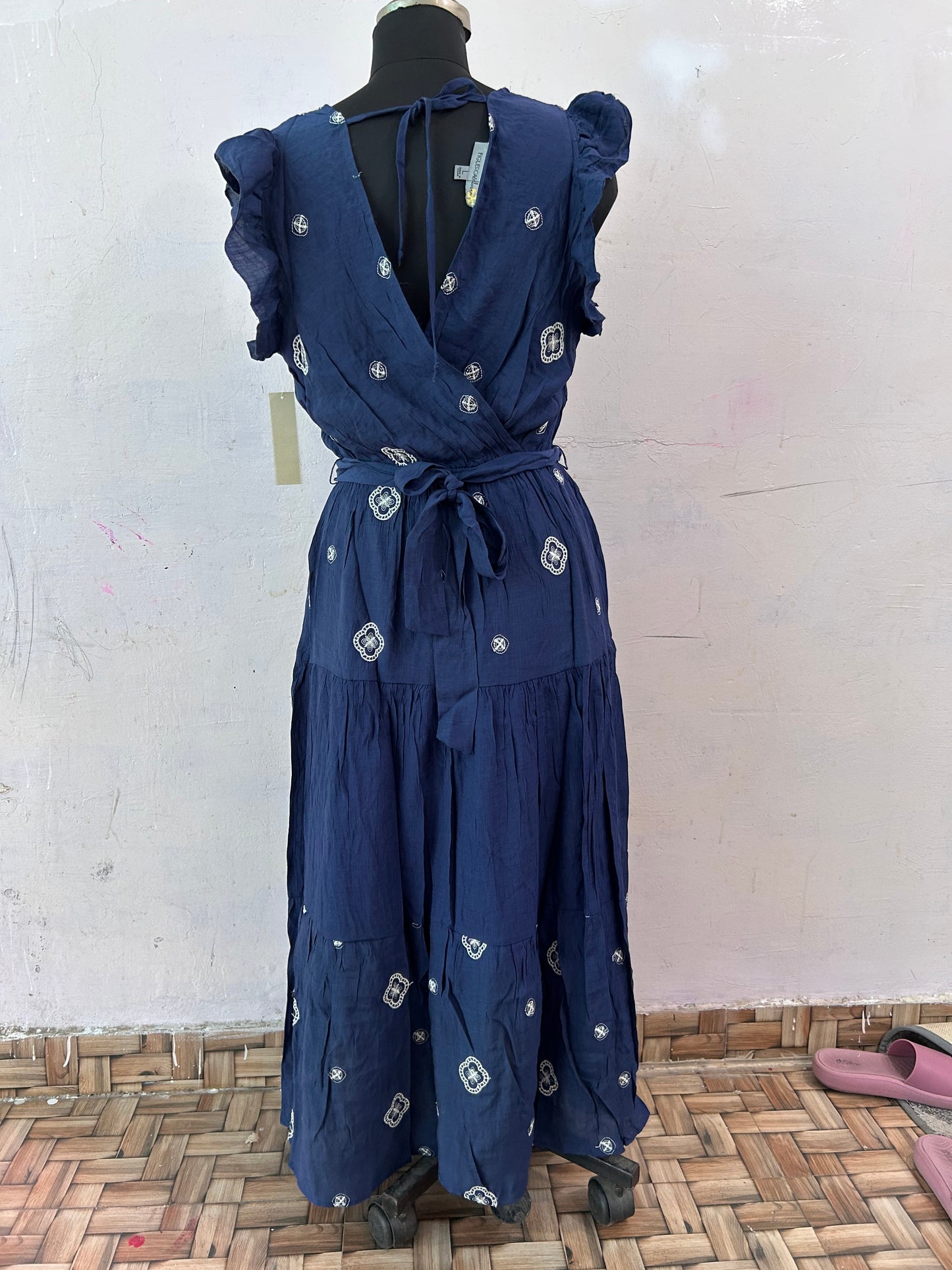 Navy blue embroidered dress