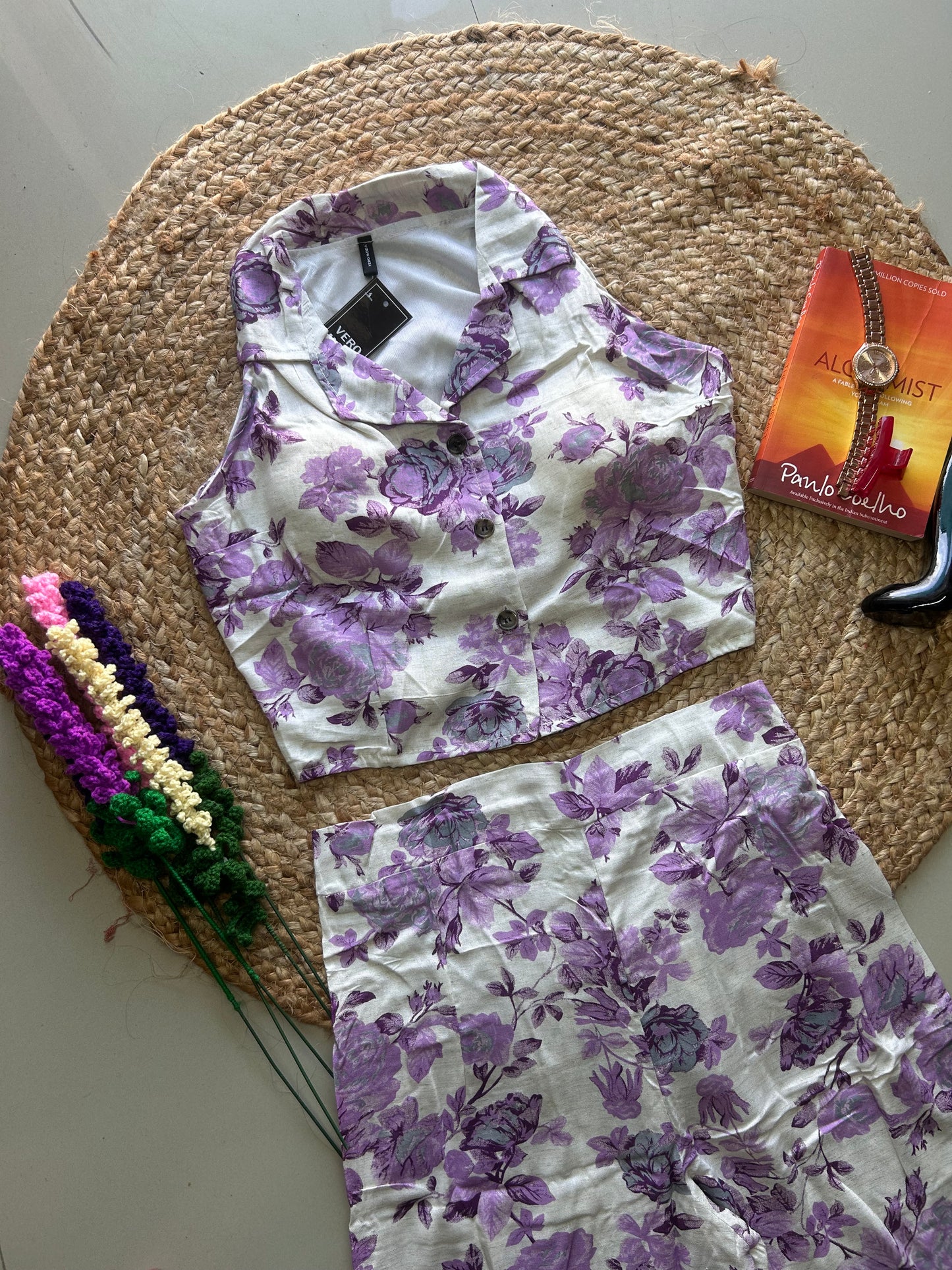 Lavender floral  printed Co ord set