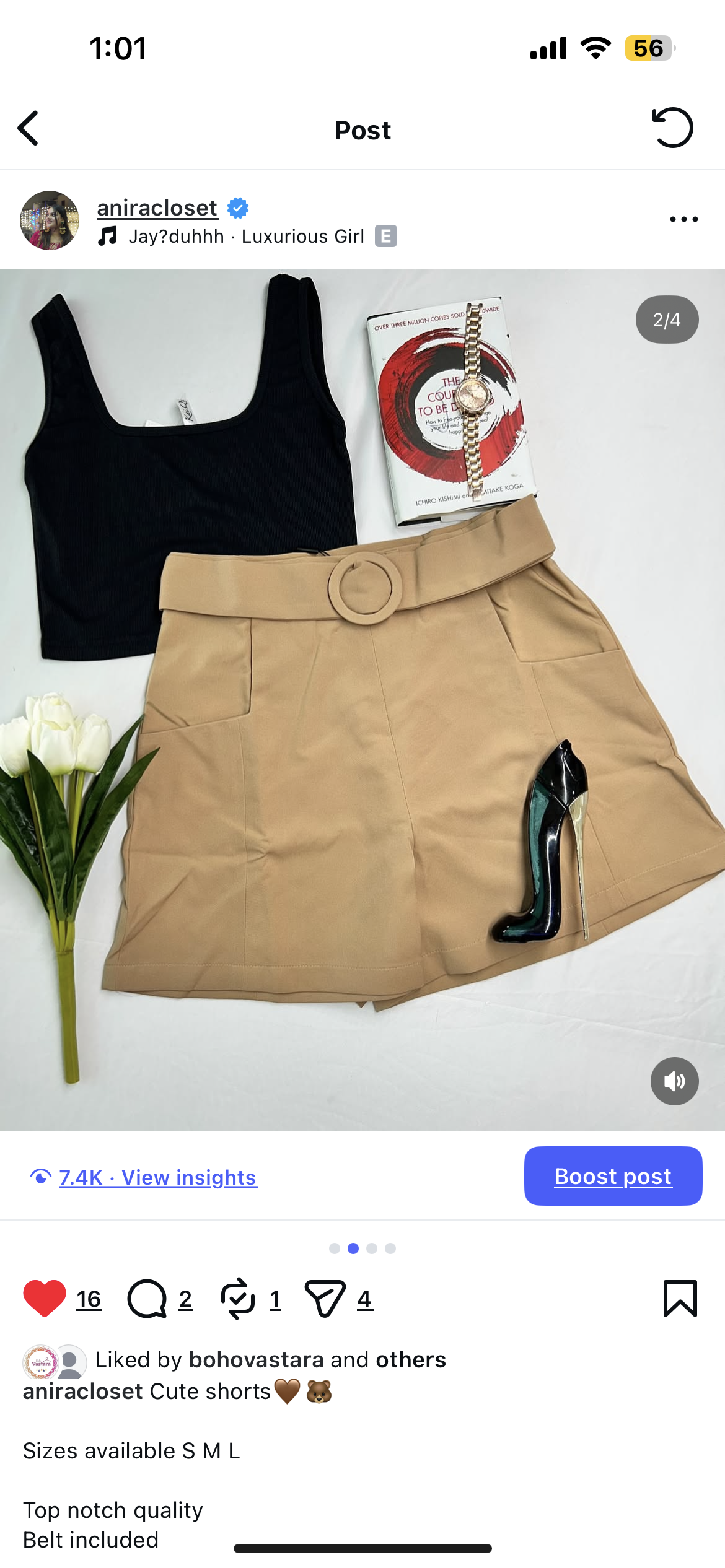 Tan shorts with belt