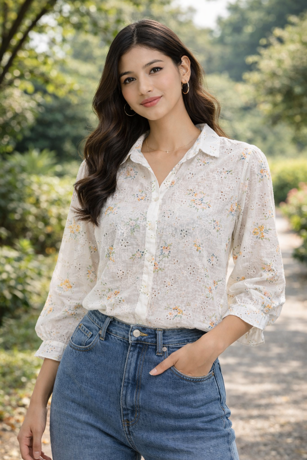 Off-White floral embroidered shirts