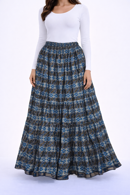 Blue printed skirt