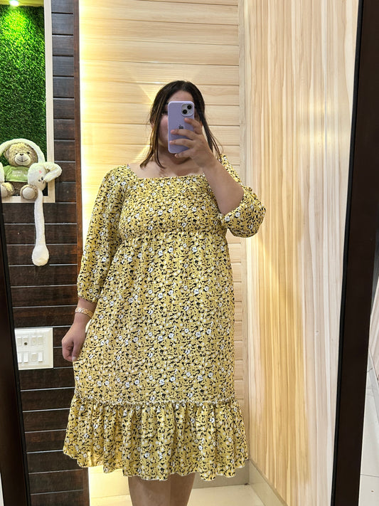 Yellow cute flower print