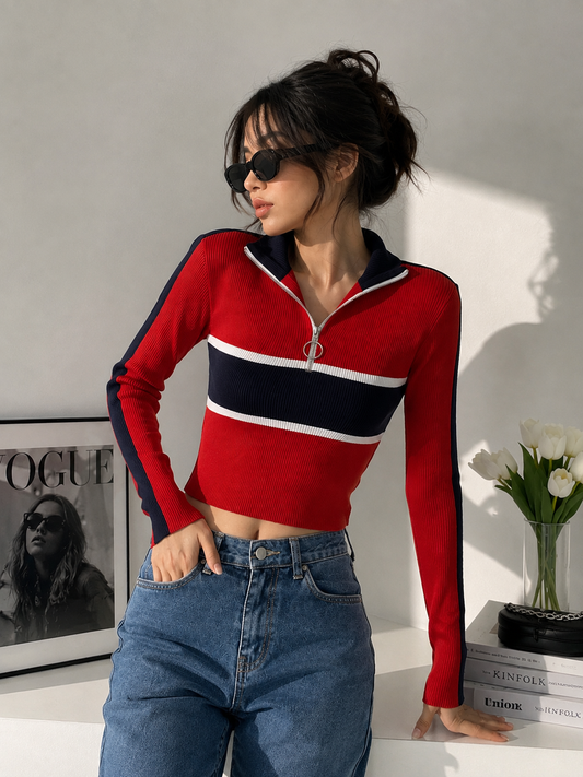 Red zipper top
