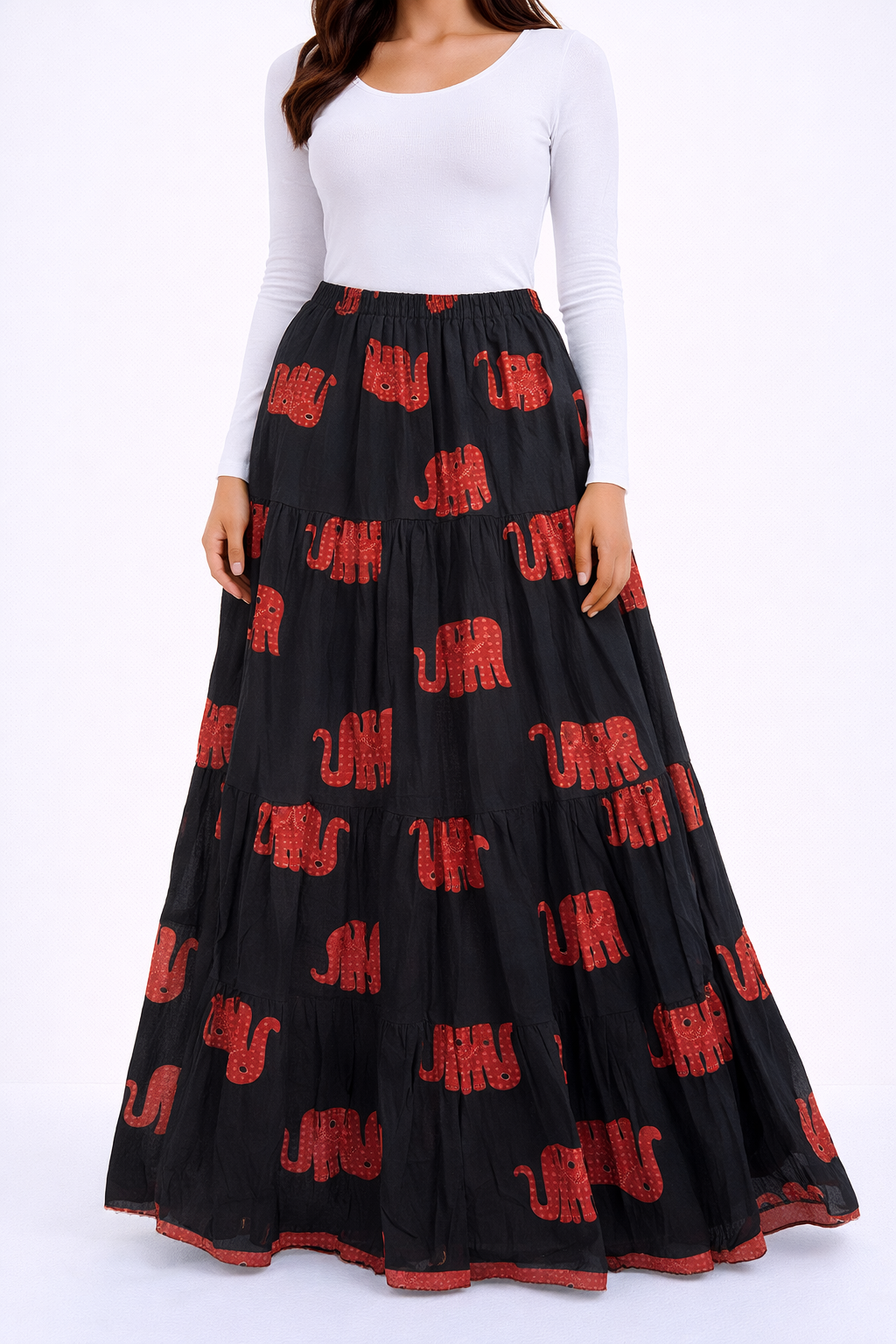 Black elephant printed skirt
