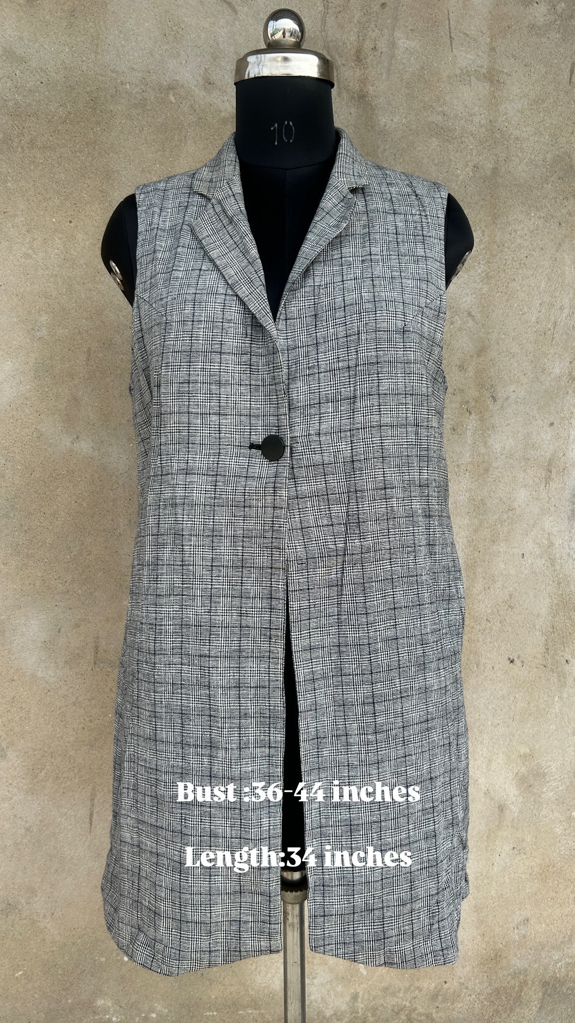 Grey checked  vest coat