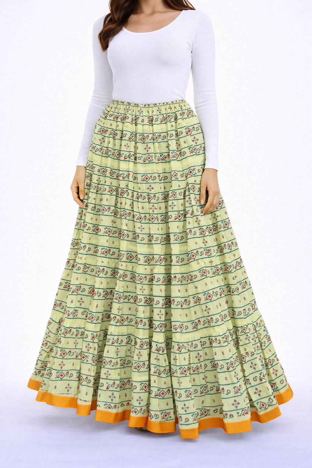 Lime yellow printed skirt