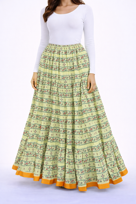 Lime yellow printed skirt
