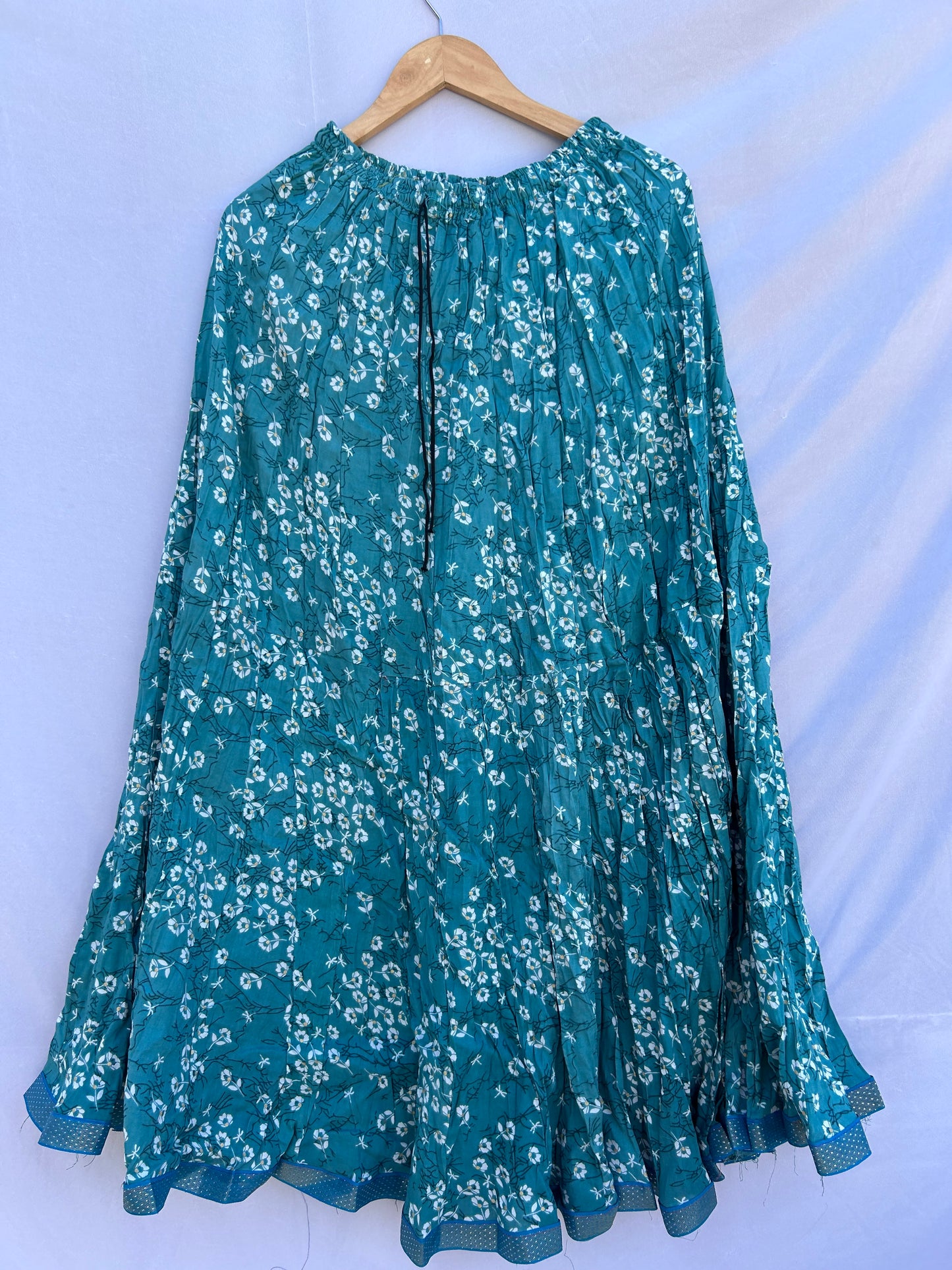 Teal flower printed skirt