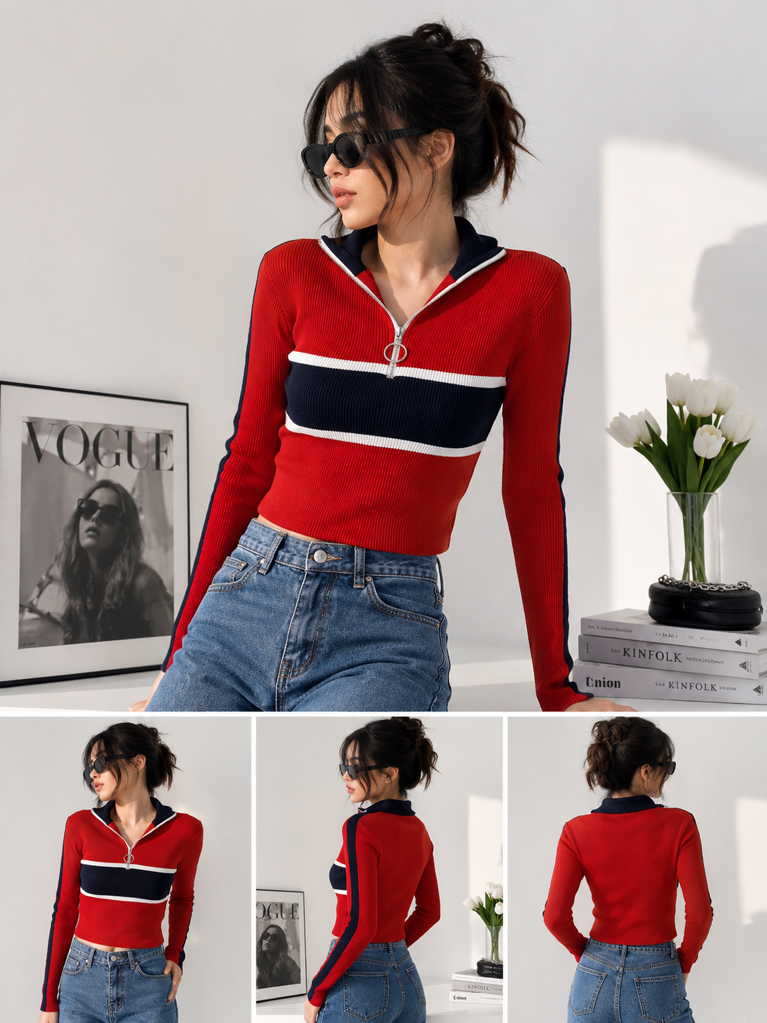 Red zipper top