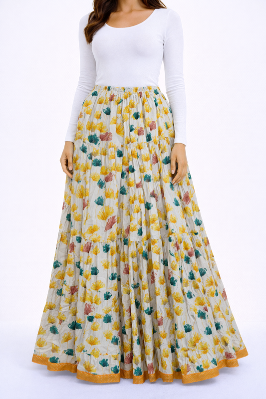 Yellow printed skirt