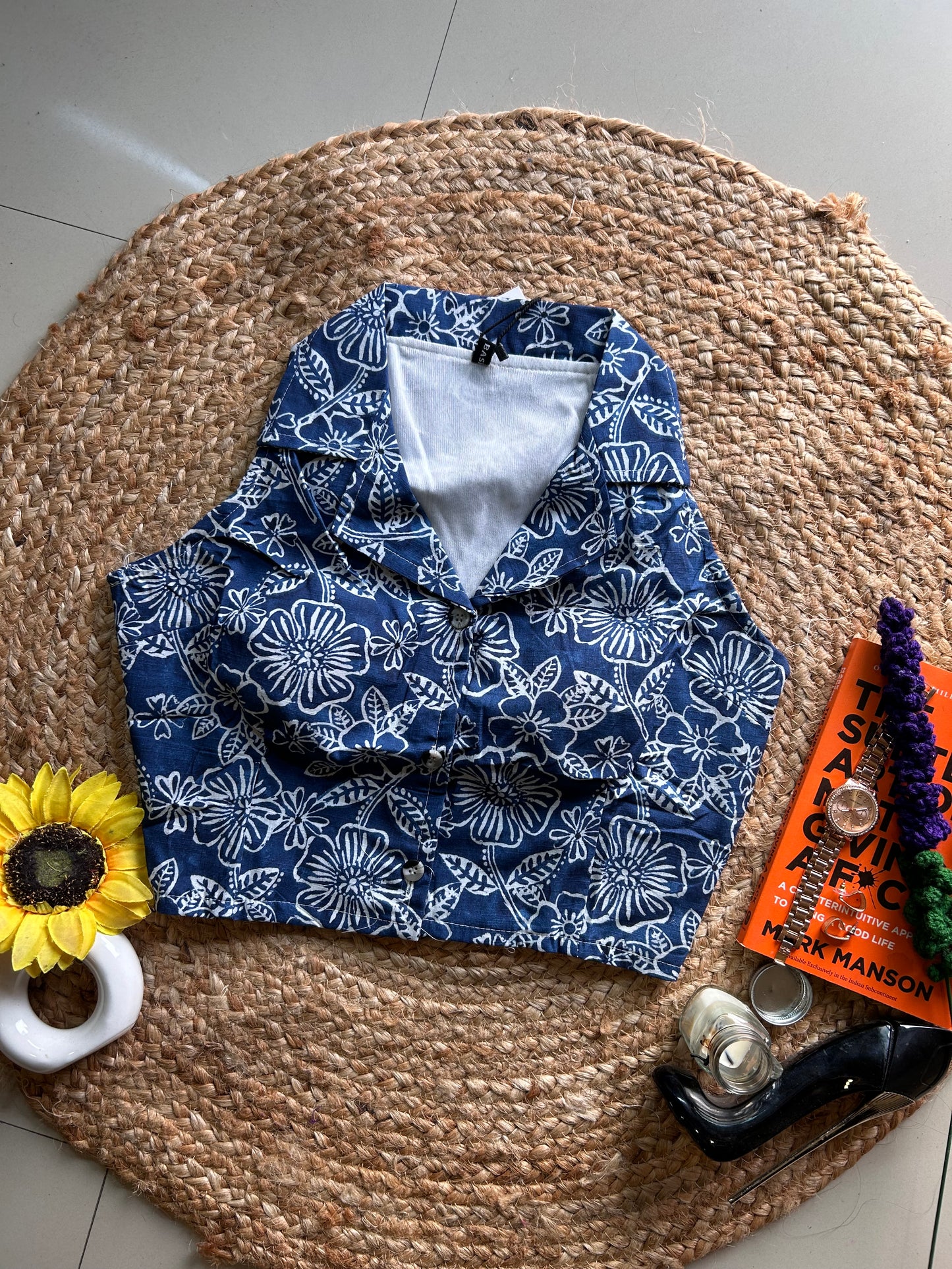 Indigo printed