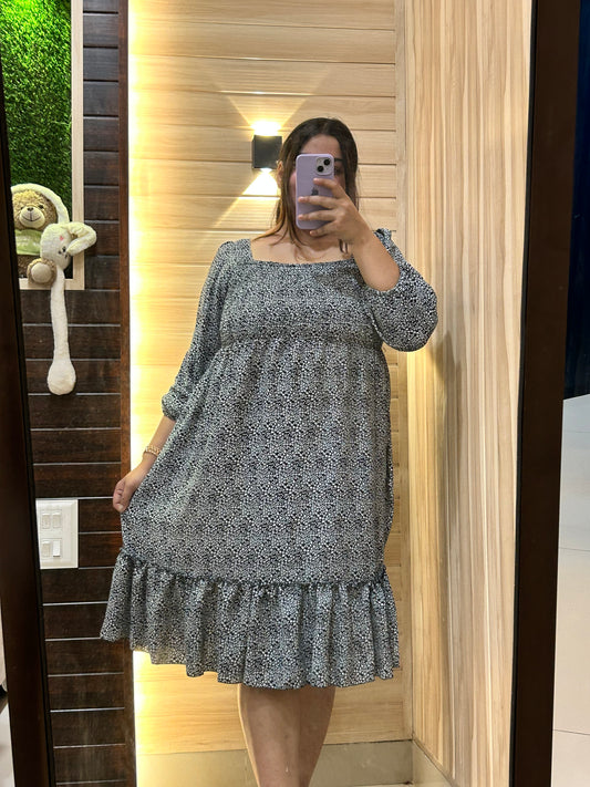 Black cute flower printed