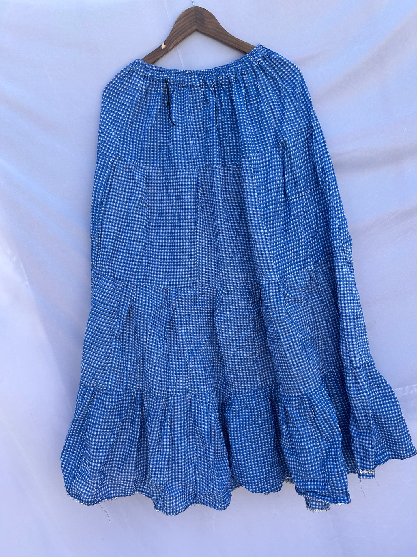 Blue checked printed skirt