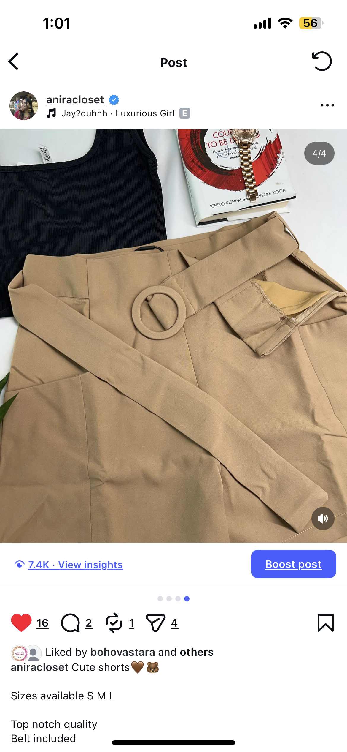 Tan shorts with belt